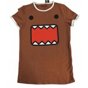 New Domo Hot Topic Brown Ringer Tee T-Shirt Medium b23
